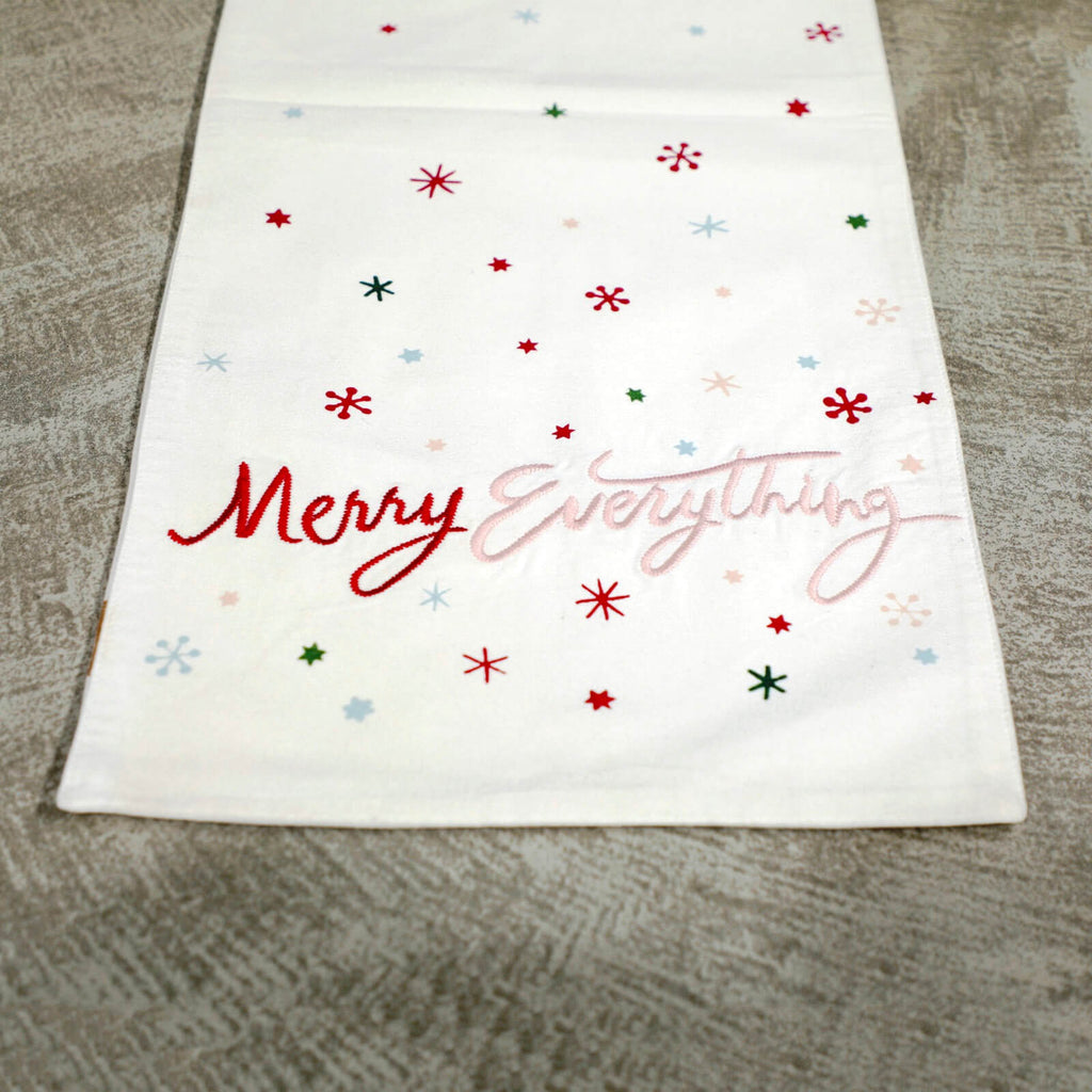 Merry Everything Embroidered & Printed Christmas Table Runner