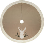 Rustic Reindeer Applique Christmas Tree Skirt This