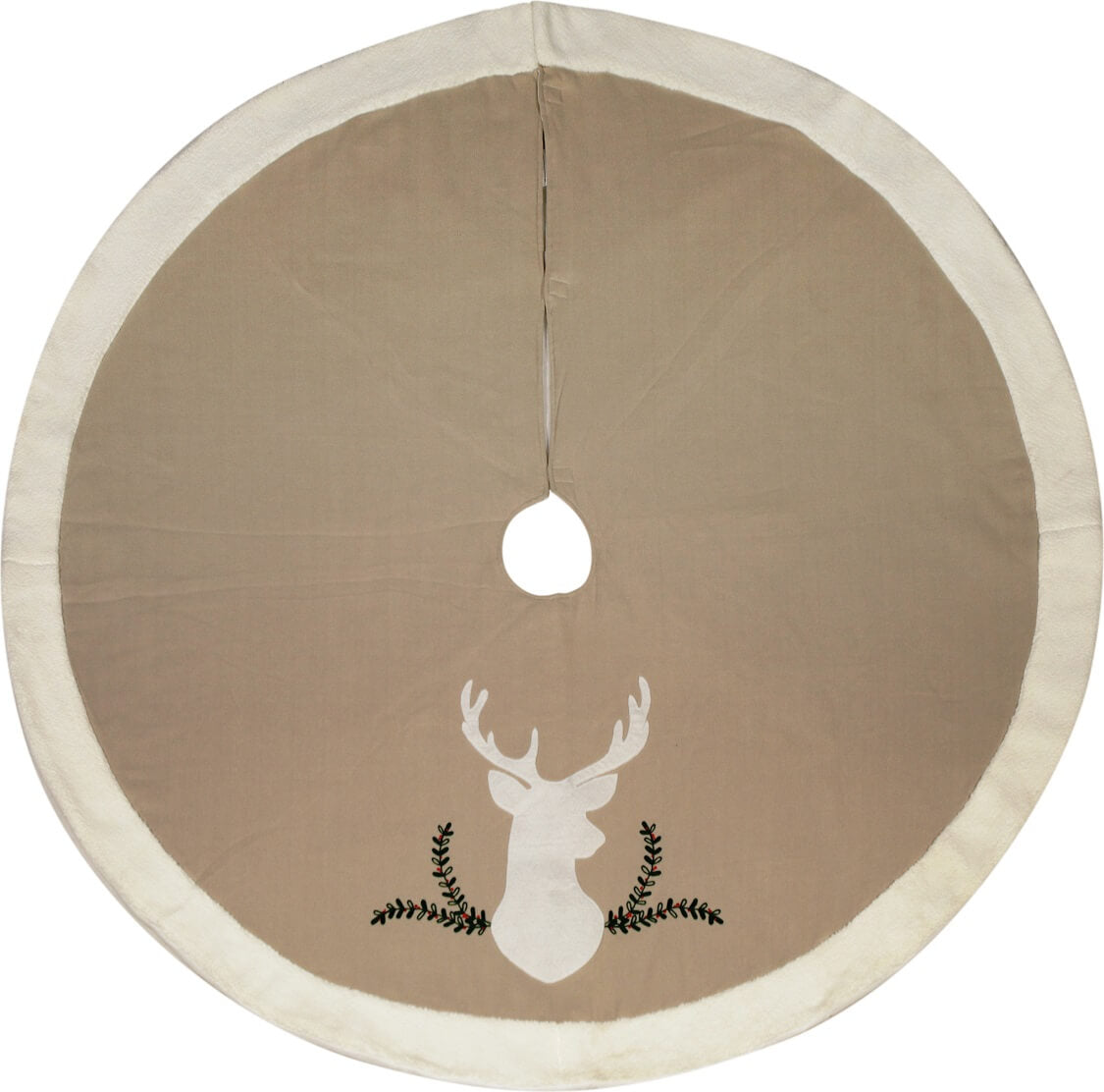 Rustic Reindeer Applique Christmas Tree Skirt This
