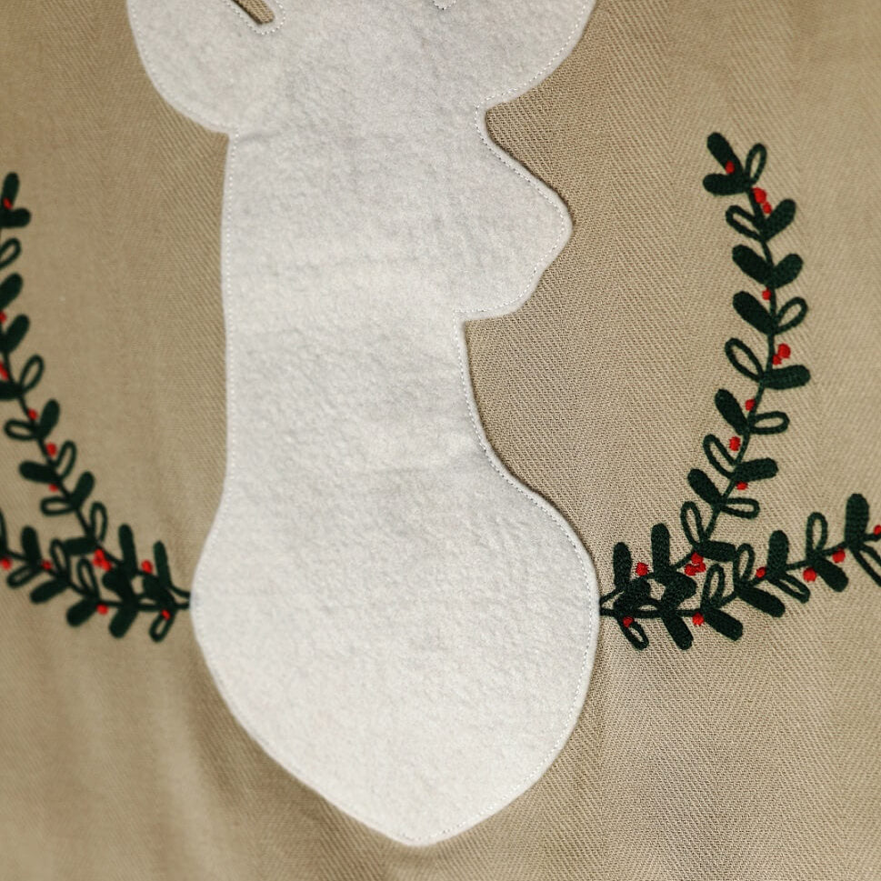 Rustic Reindeer Applique Christmas Tree Skirt This