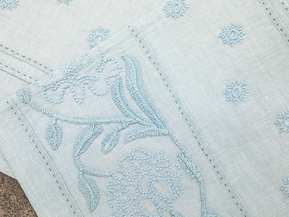 Charming Cotton Linen Embroidered Table Set Cotton Linen