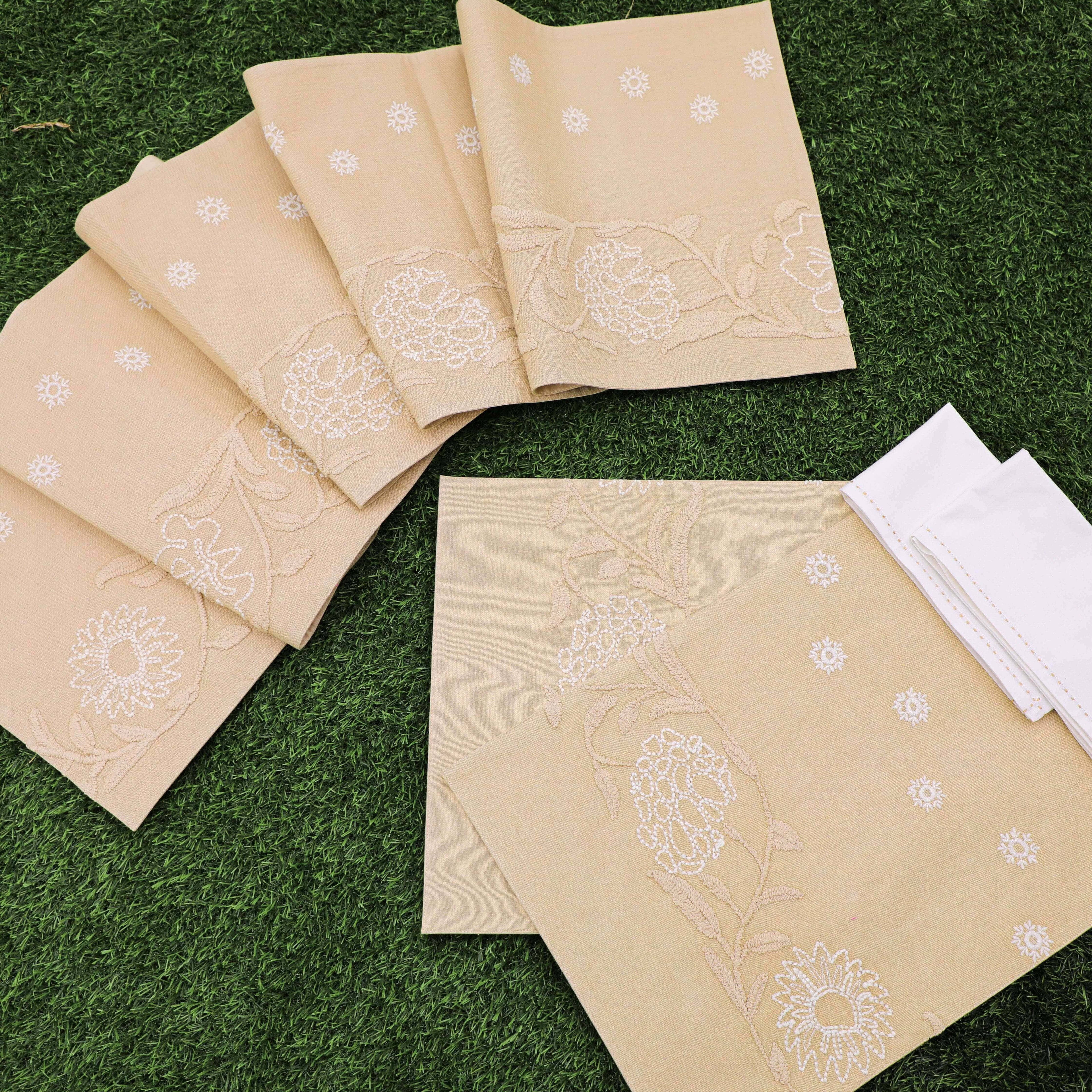 Charming Cotton Linen Embroidered Table Set Cotton Linen