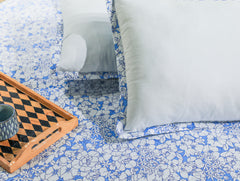 Ecrue Premium Brushed Cotton Floral Printed Bed Sheet 92x96'' with Pillow Case 17x27''