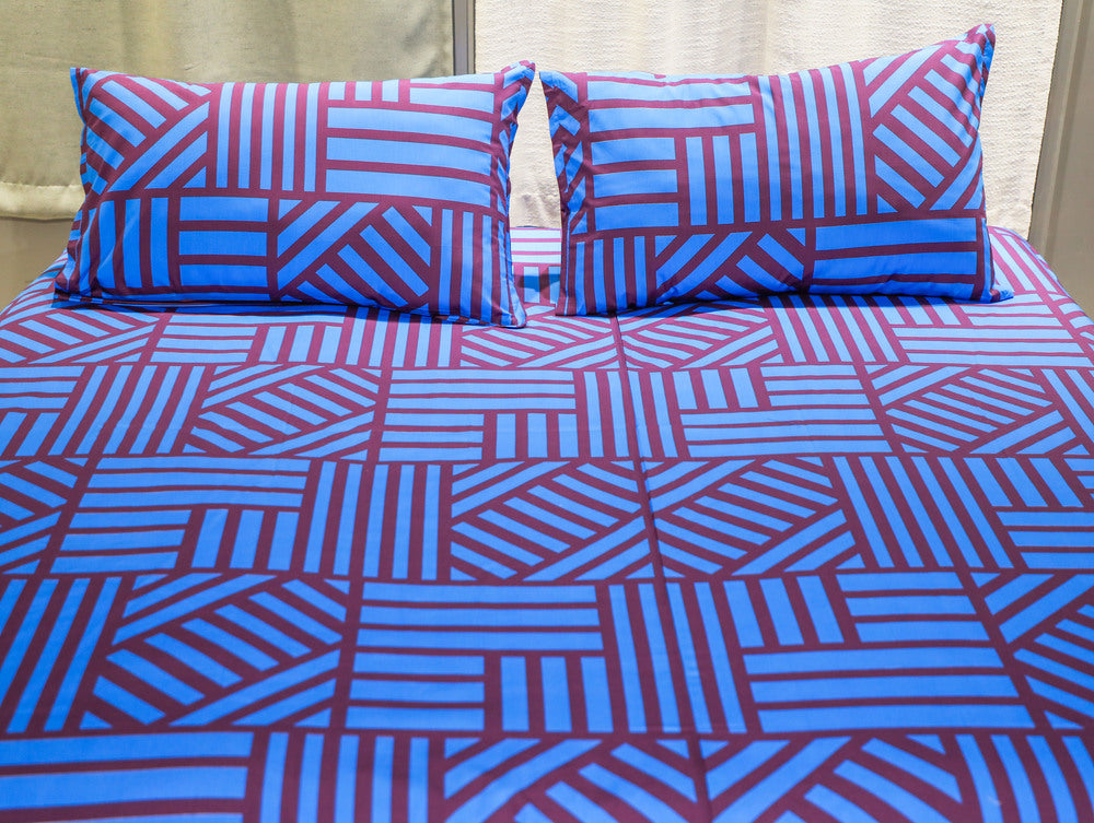 Base Fabric-180TC Cotton With Print  Bed Sheet Size-110 x 110 Inches  Pillow Case Size-17 x 27 Inches