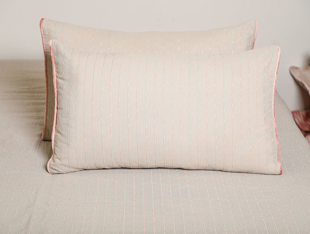 Base Fabric-Yarn Dyed Woven Rib Stripe Cotton/Poly  Bed Sheet Size-108 x 110 Inches  Pillow Case-17 x 27 Inches