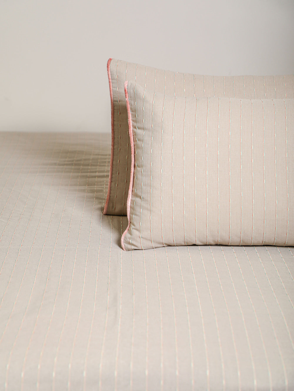Base Fabric-Yarn Dyed Woven Rib Stripe Cotton/Poly  Bed Sheet Size-108 x 110 Inches  Pillow Case-17 x 27 Inches