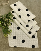 Premium Domino Polka-Dot Waffle Dish Cloth Set Pack Of 4 Pieces