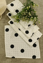 Premium Domino Polka-Dot Waffle Dish Cloth Set Pack Of 4 Pieces