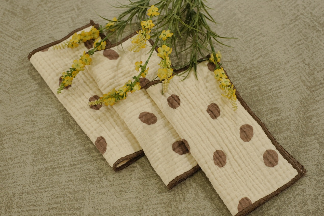 Premium Polka-Dot Cotton Gauze Dish Cloths Set Of 4 Pieces