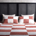 Elegant Chenille/Cotton Checkerboard Bed Cover Set