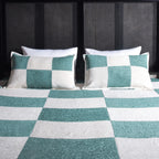 Elegant Chenille/Cotton Checkerboard Bed Cover Set
