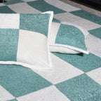 Elegant Chenille/Cotton Checkerboard Bed Cover Set