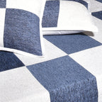 Elegant Chenille/Cotton Checkerboard Bed Cover Set
