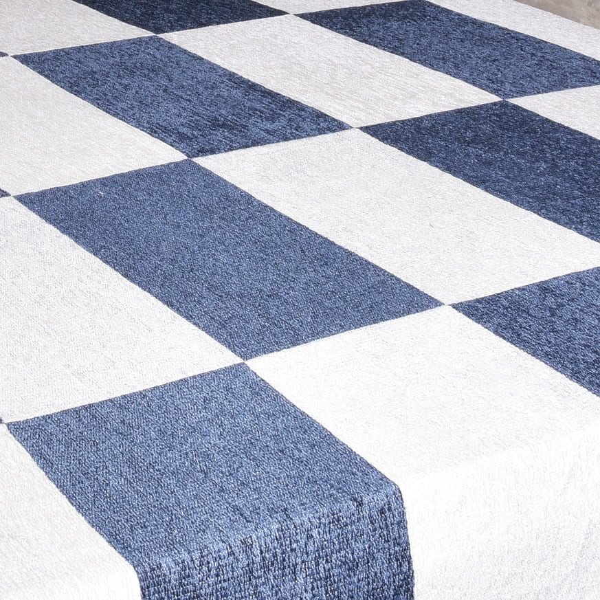 Elegant Chenille/Cotton Checkerboard Bed Cover Set