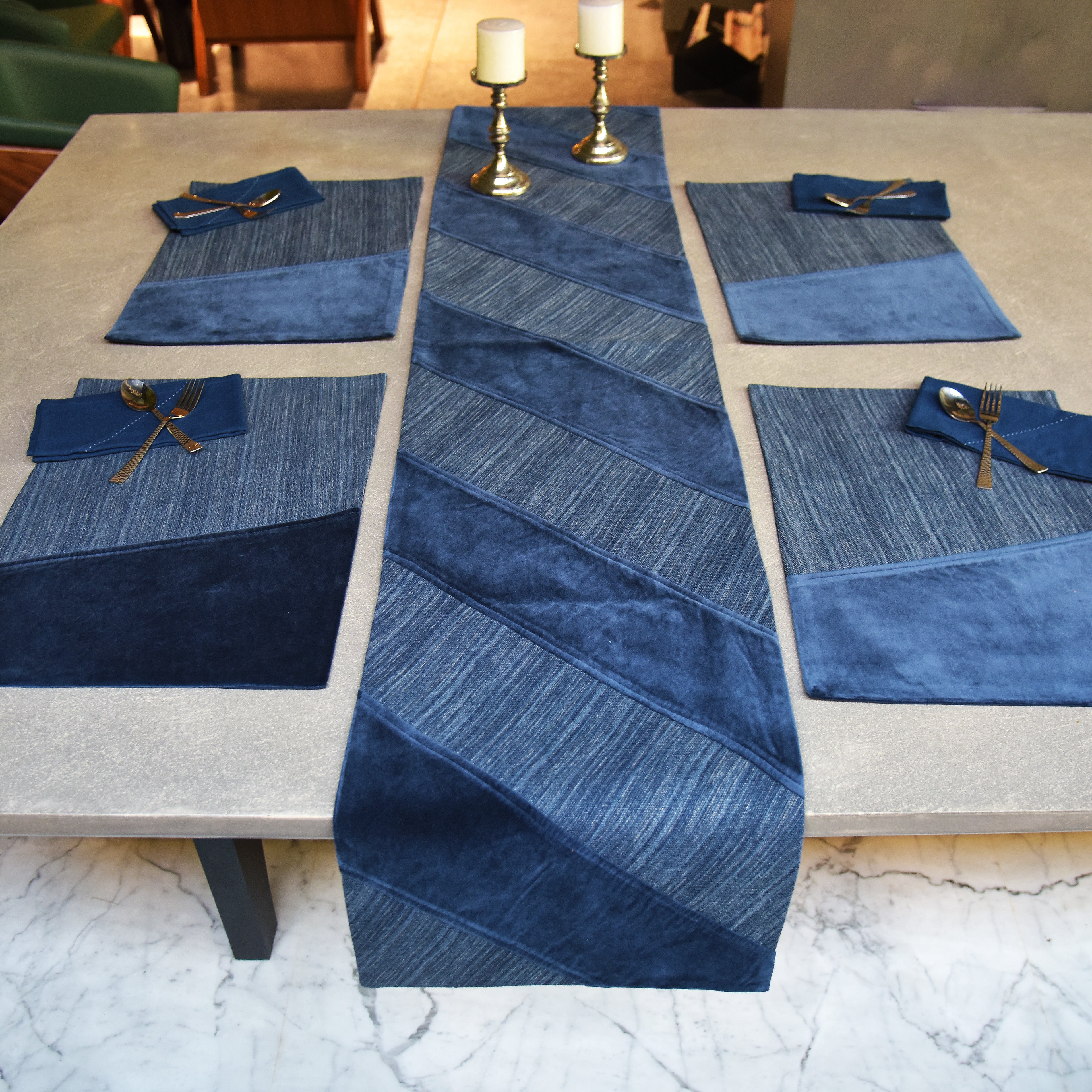 EcruE Luxury Elegant Table Linen Set: Linen Blend with Cotton Velvet | Elegant Home Décor Accent