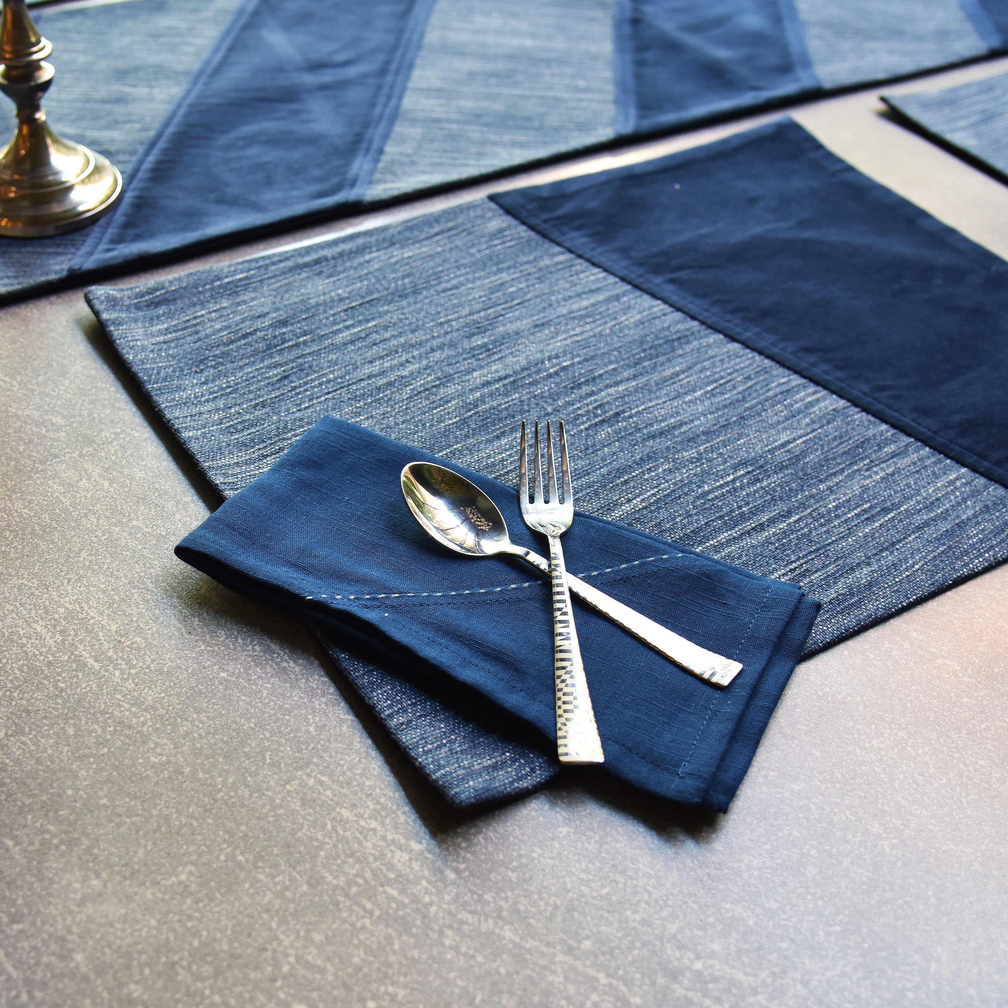 EcruE Luxury Elegant Table Linen Set: Linen Blend with Cotton Velvet | Elegant Home Décor Accent