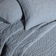 Luxury Soft Fully Embroidered Quilt 102x104'' with Sham 20 x 26''