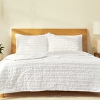Premium Pleated Woven Striped Quilt Set