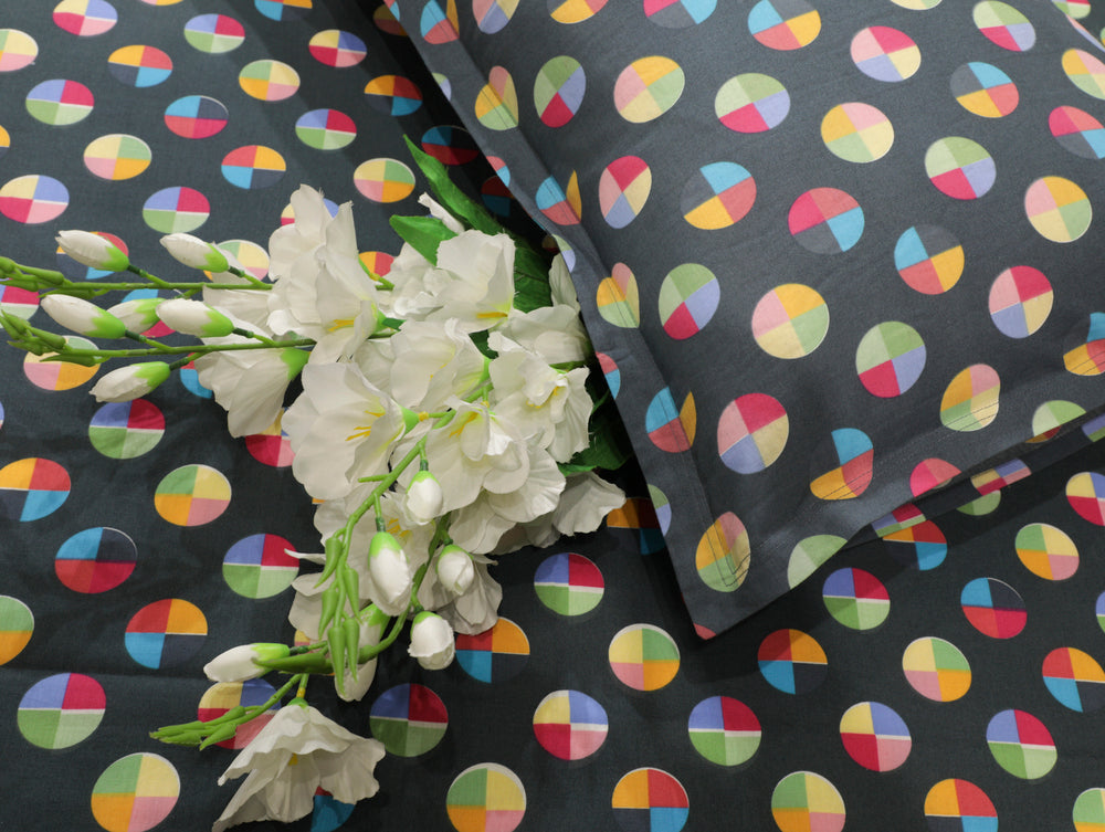 Premium Cotton Colour Block Printed Bed Sheet Set