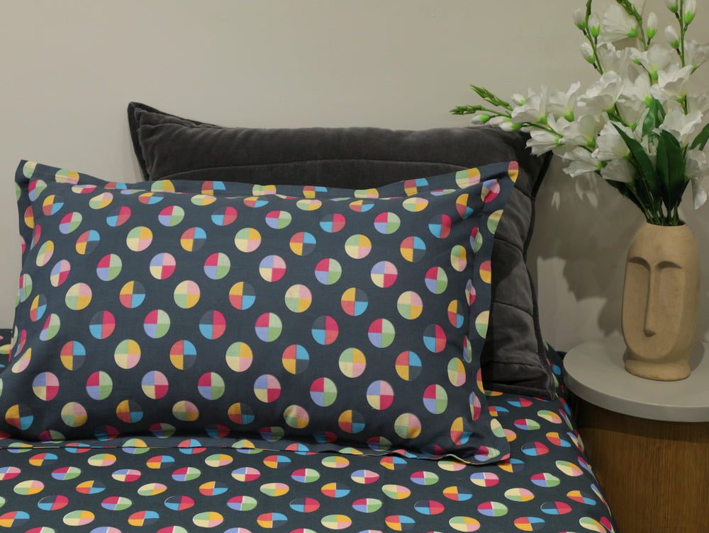 Premium Cotton Colour Block Printed Bed Sheet Set