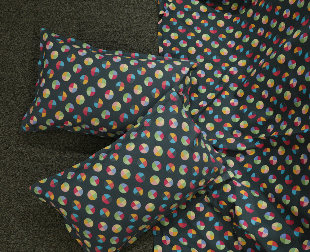 Premium Cotton Colour Block Printed Bed Sheet Set