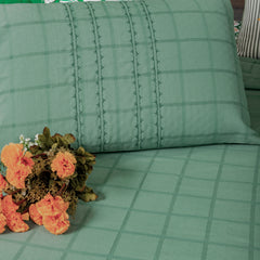 Premium Yarn-Dyed Woven Check Poly-Cotton Bed Sheet Set – 92x96" with 17x27" Pillowcase