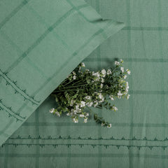 Premium Yarn-Dyed Woven Check Poly-Cotton Bed Sheet Set – 92x96" with 17x27" Pillowcase