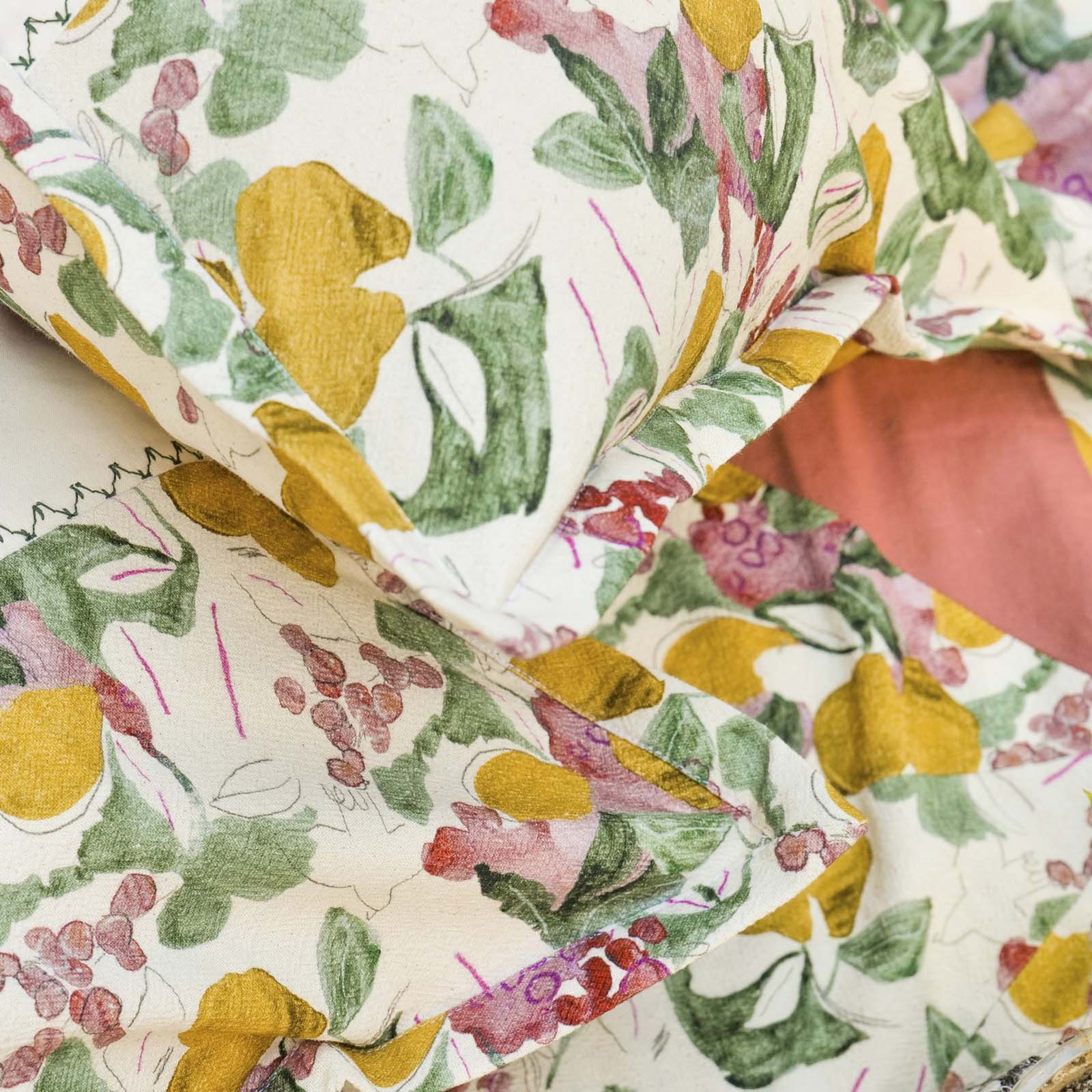 Organic Textured Cotton Printed Patchwork Bed Cover Set