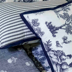 Blue Toile 180TC Printed Double-Layer Cotton Bed Cover Set