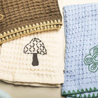 EcruE Luxury Waffle Embroidered Dish Towel Set of 02 Pieces