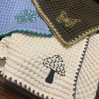 EcruE Luxury Waffle Embroidered Dish Towel Set of 02 Pieces