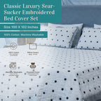 Classic Luxury Sear- Sucker Embroidered Bed Cover Set