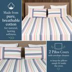 Premium Woven Cotton Stripe Flat Bed Sheet Set