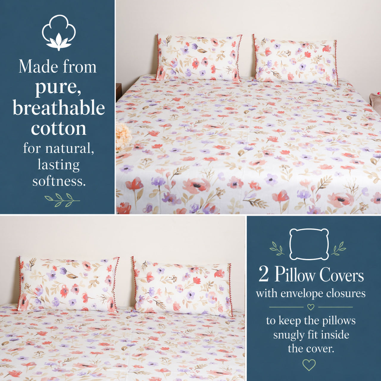 Premium Floral Watercolor Bed Sheet Set