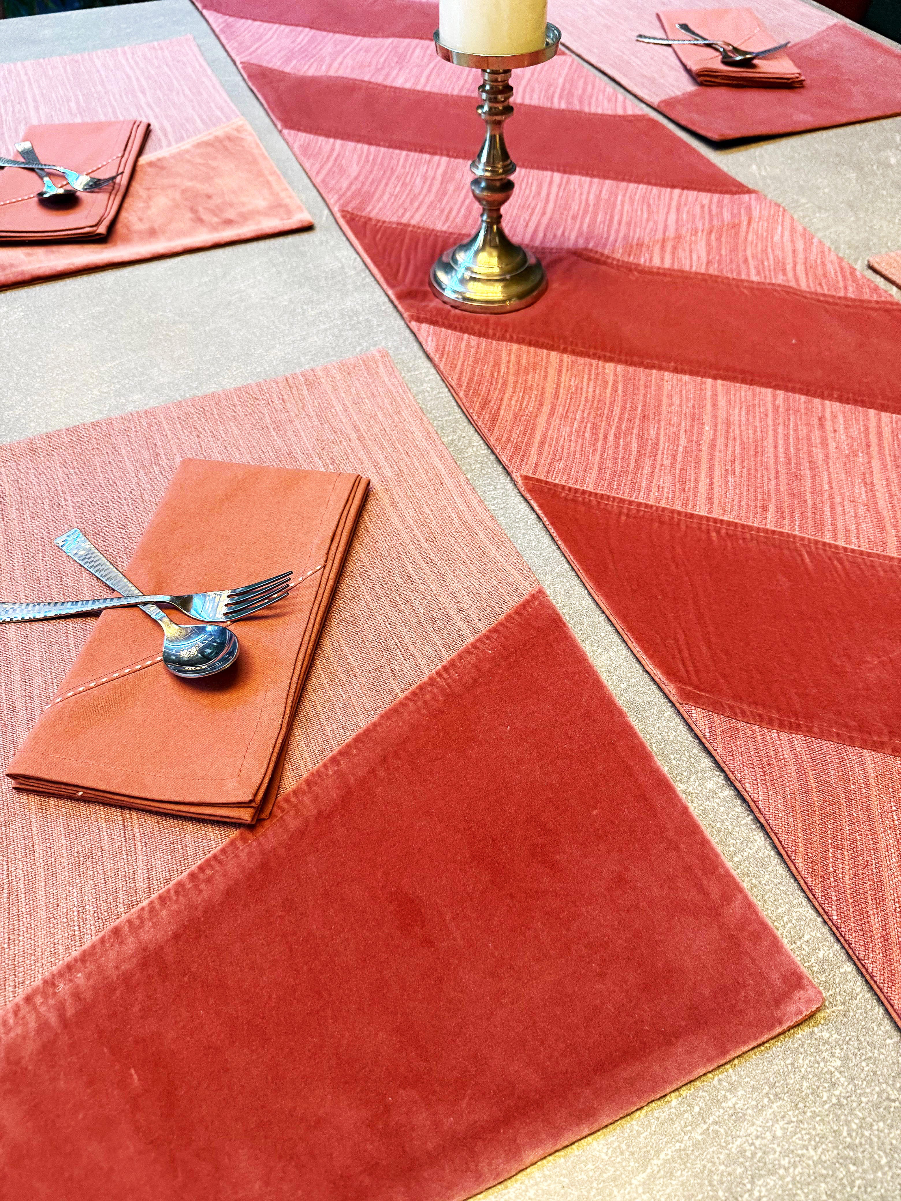 EcruE Luxury Elegant Table Linen Set: Linen Blend with Cotton Velvet | Elegant Home Décor Accent