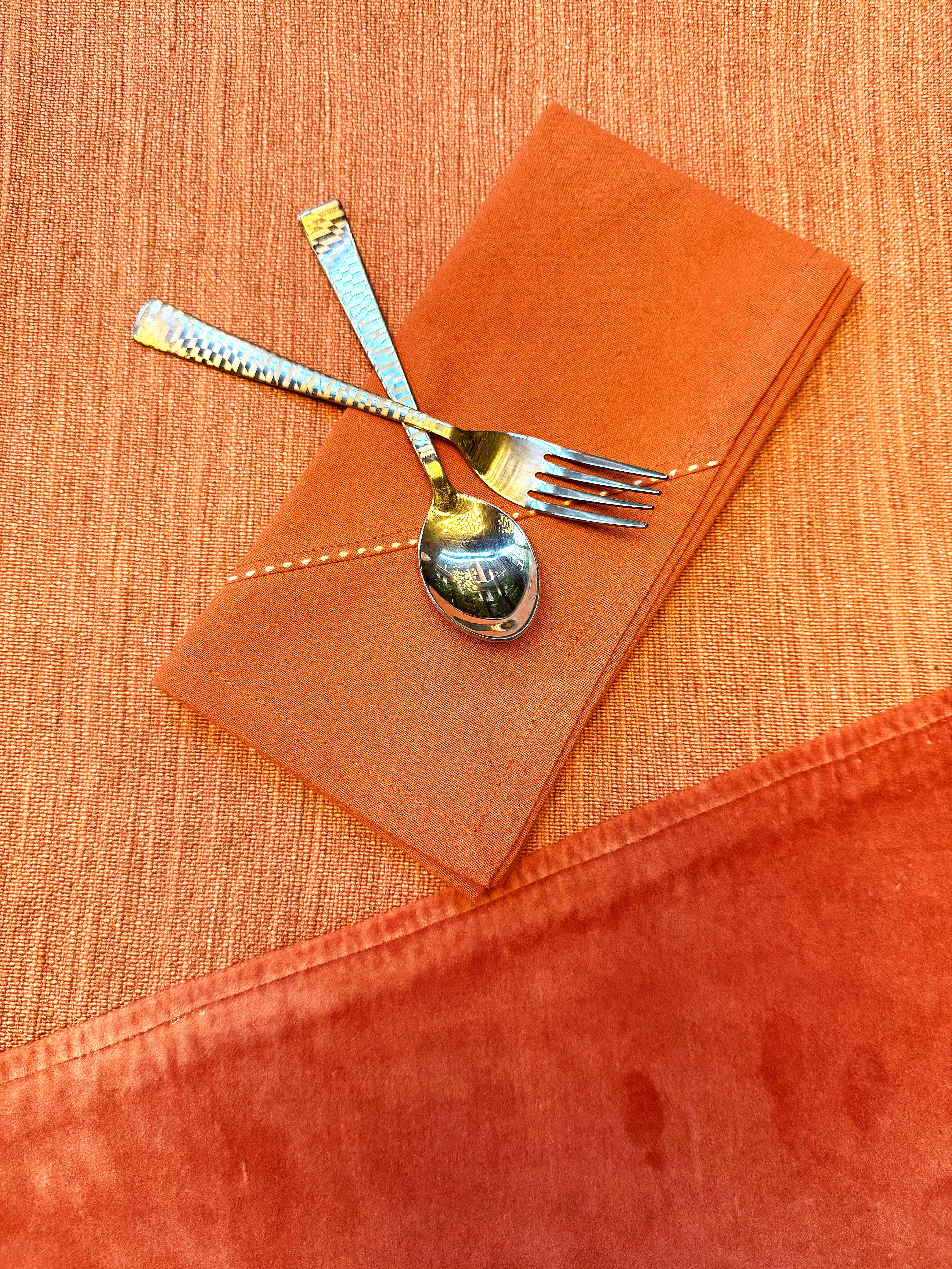 EcruE Luxury Elegant Table Linen Set: Linen Blend with Cotton Velvet | Elegant Home Décor Accent