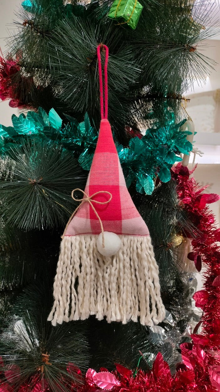Rustic Plaid Gnome Tassel Hanging Ornament