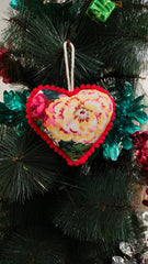Floral Heart Pillow Hanging Ornament