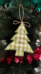 Rustic Gingham Christmas Tree Hanging Ornament