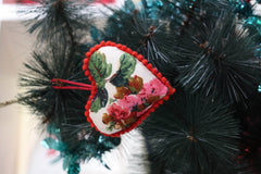 Floral Heart Pillow Hanging Ornament