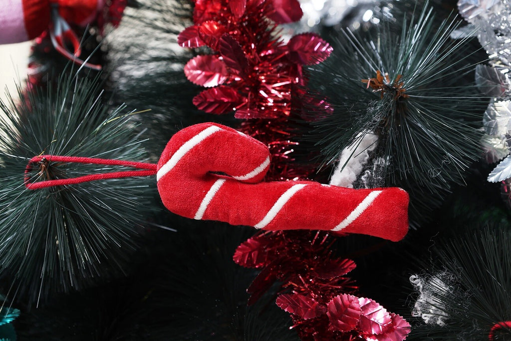 Velvet Candy Cane Hanging Ornament