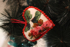 Floral Heart Pillow Hanging Ornament