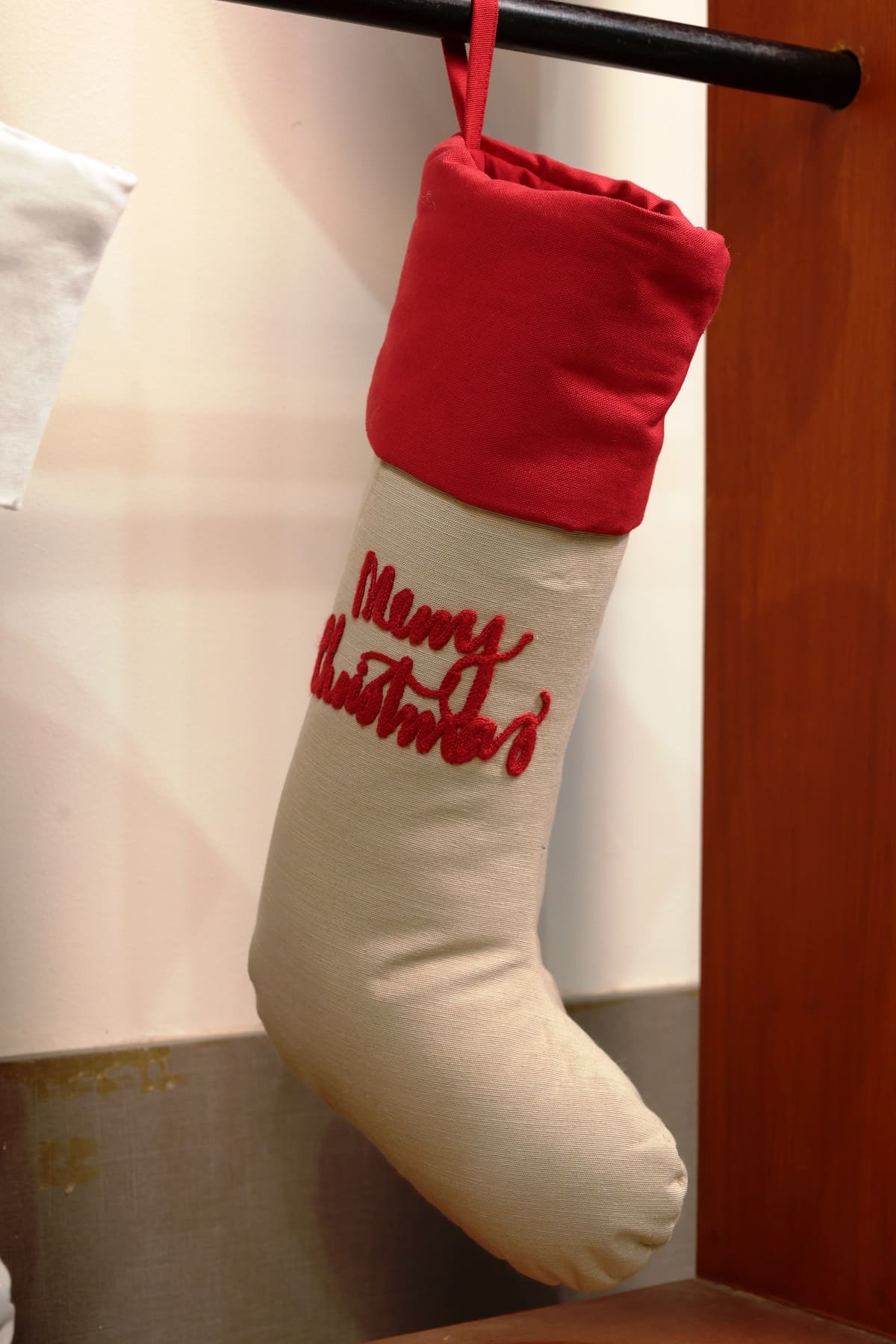 Classic "Merry Christmas" Embroidered Stocking 10x20