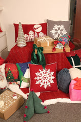Embroidered Snowflake Decorative Throw Pillow