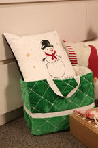 Quilted Velvet Embroidered Tote Bag