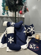 Ecrue Deluxe Navy & White Winter Wonderland Christmas Decor Combo Pack 12-Pieces Set