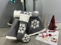 Elegant Grey & White Winter Snowflake Christmas Decor Combo Pack 10-Piece Set