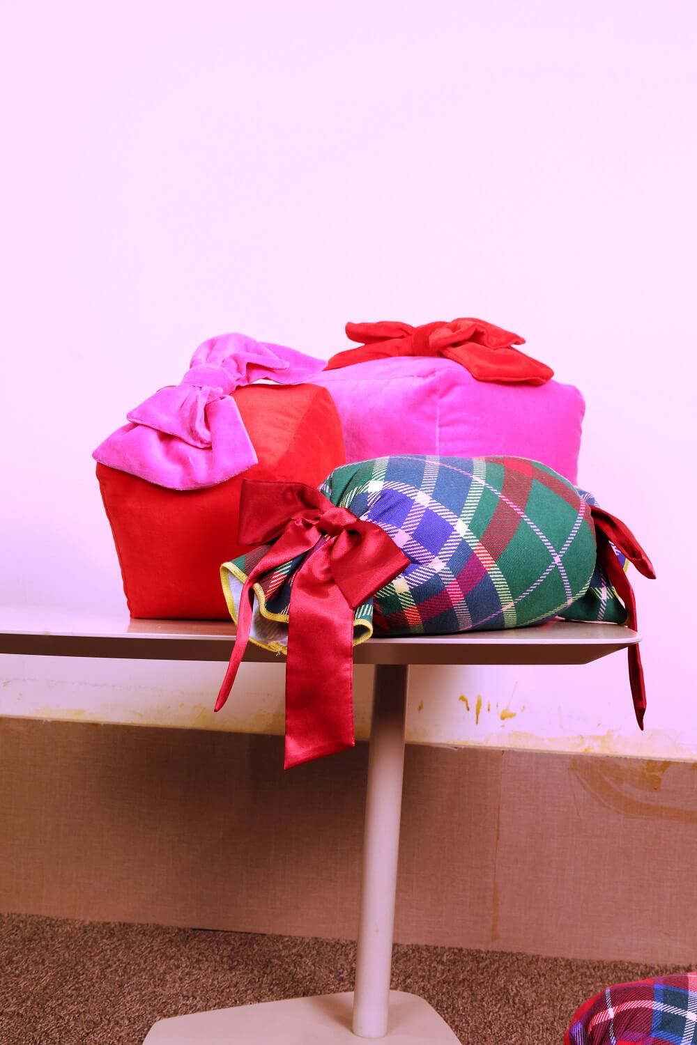 Festive Tartan Holiday Taffy Candy Pillow