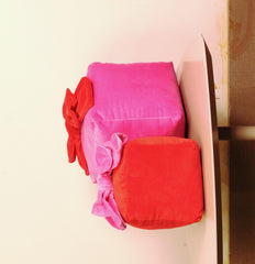 Classic Red Velvet Christmas Gift Box Pillow