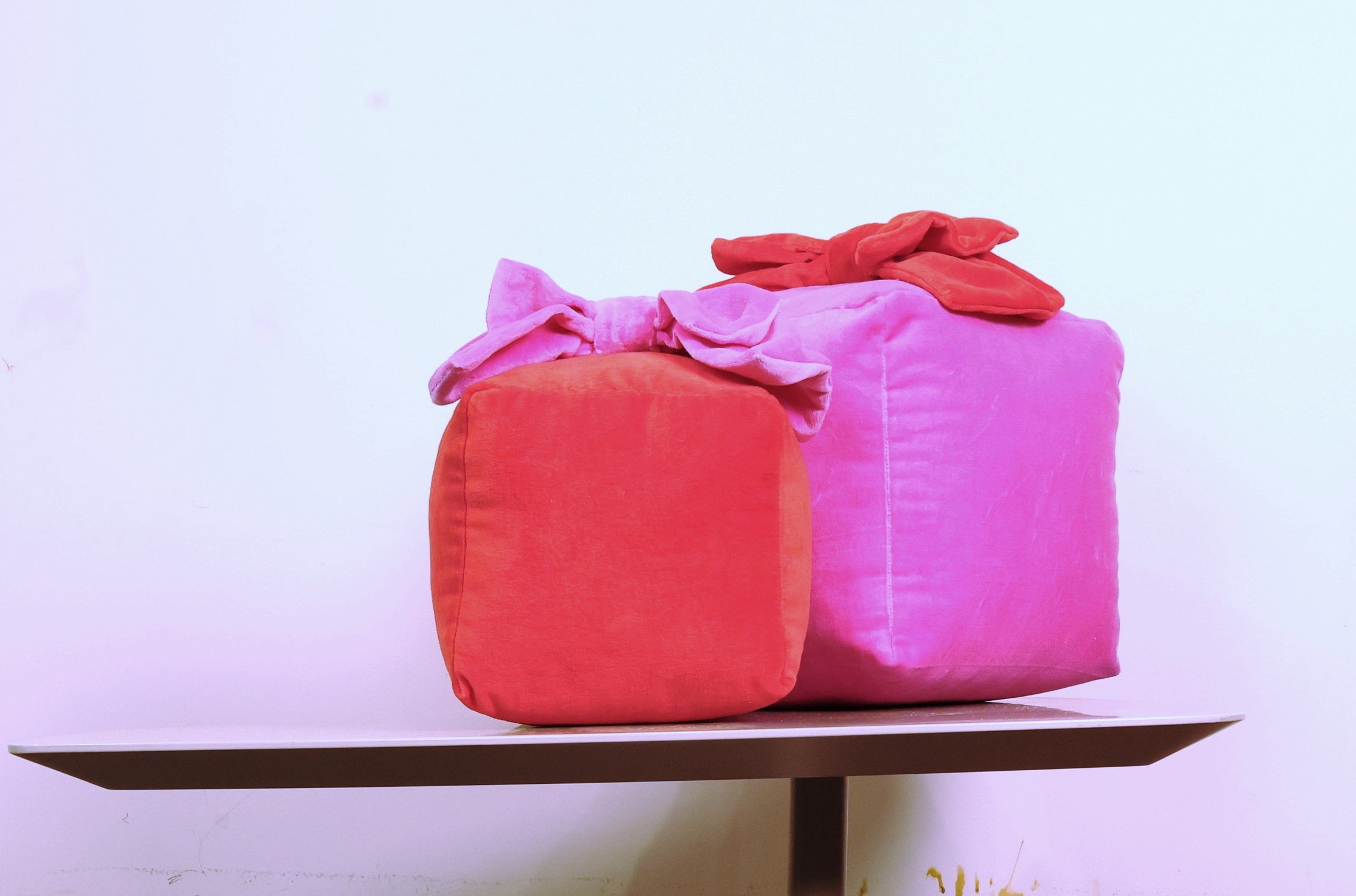 Ruby Red Tartan Holiday Taffy Candy Pillow